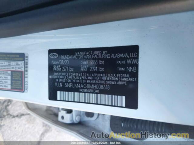 HYUNDAI ELANTRA SEL, 5NPLM4AG8MH008618