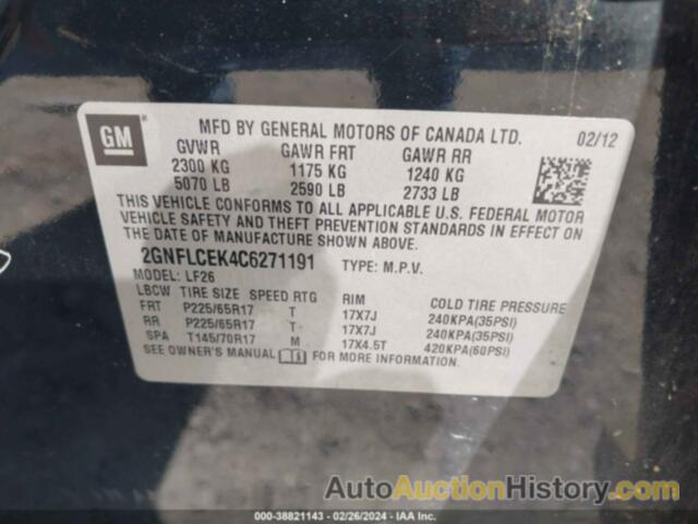 CHEVROLET EQUINOX LS, 2GNFLCEK4C6271191