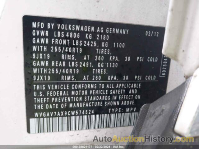 VOLKSWAGEN TIGUAN SEL, WVGAV7AX9CW574524