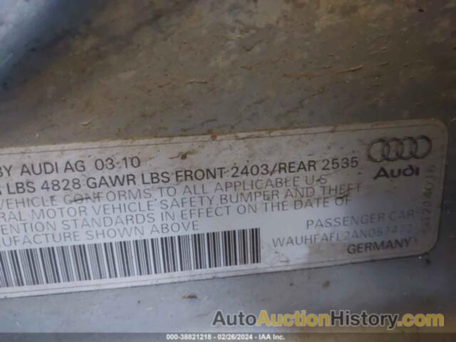 AUDI A4 2.0T PREMIUM, WAUHFAFL2AN057472