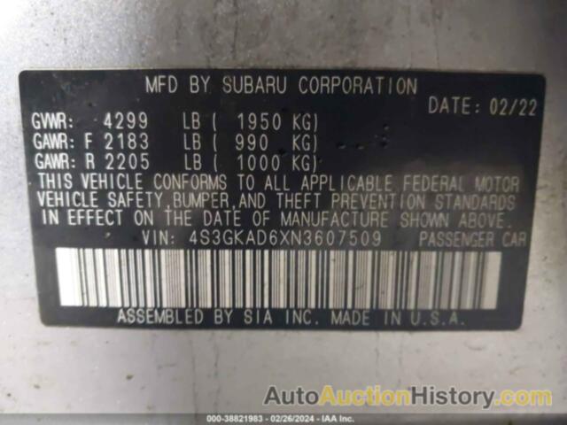 SUBARU IMPREZA PREMIUM, 4S3GKAD6XN3607509