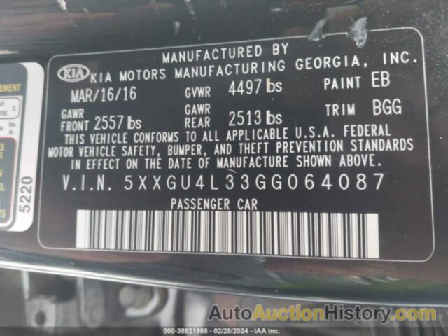 KIA OPTIMA EX, 5XXGU4L33GG064087