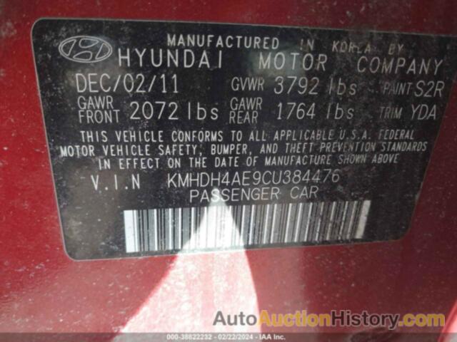 HYUNDAI ELANTRA GLS (ULSAN PLANT), KMHDH4AE9CU384476