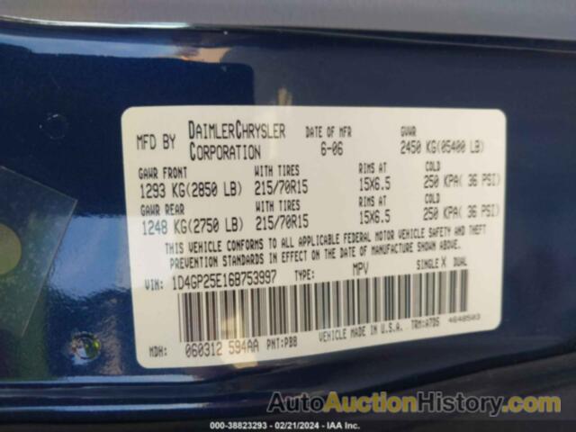 DODGE CARAVAN SE, 1D4GP25E16B753997