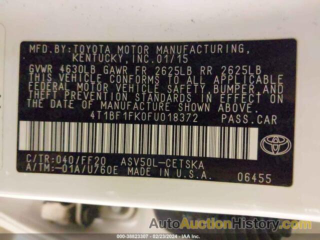 TOYOTA CAMRY SE, 4T1BF1FK0FU018372