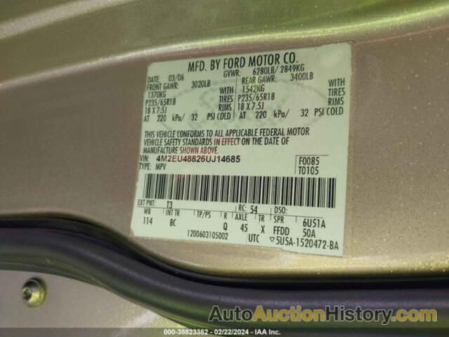 MERCURY MOUNTAINEER PREMIER, 4M2EU48826UJ14685