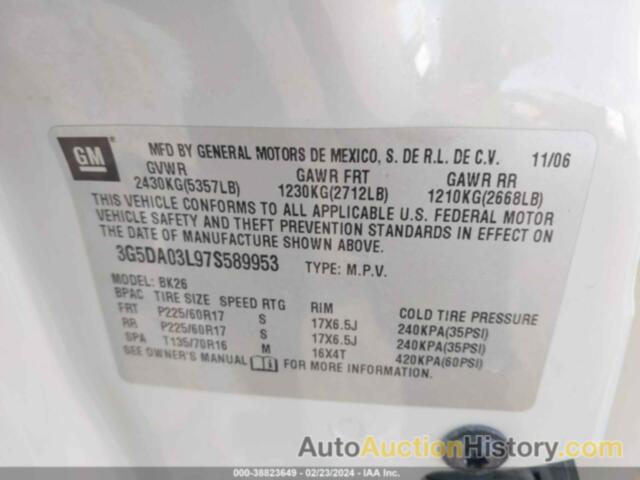 BUICK RENDEZVOUS CXL, 3G5DA03L97S589953