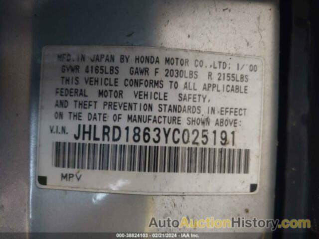 HONDA CR-V EX, JHLRD1863YC025191