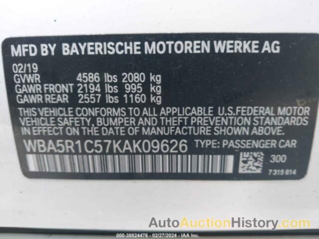 BMW 330I, WBA5R1C57KAK09626