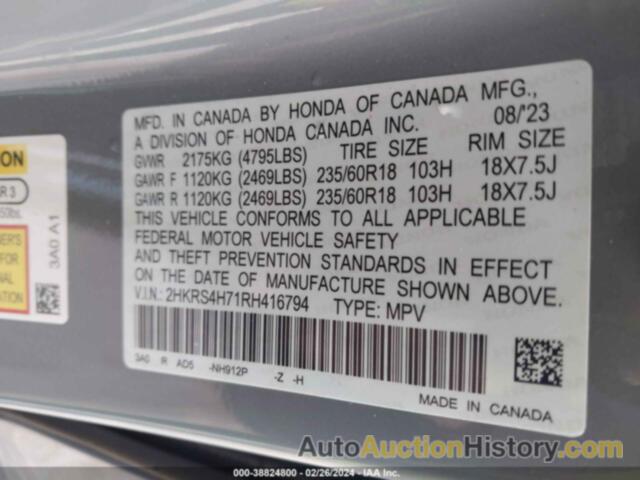 HONDA CR-V EX-L AWD, 2HKRS4H71RH416794
