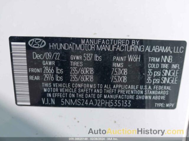 HYUNDAI SANTA FE SEL, 5NMS24AJ2PH535133