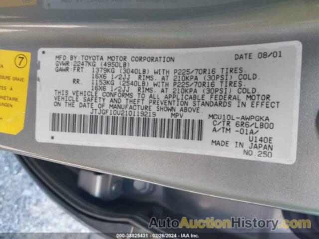 LEXUS RX 300, JTJGF10U210119219