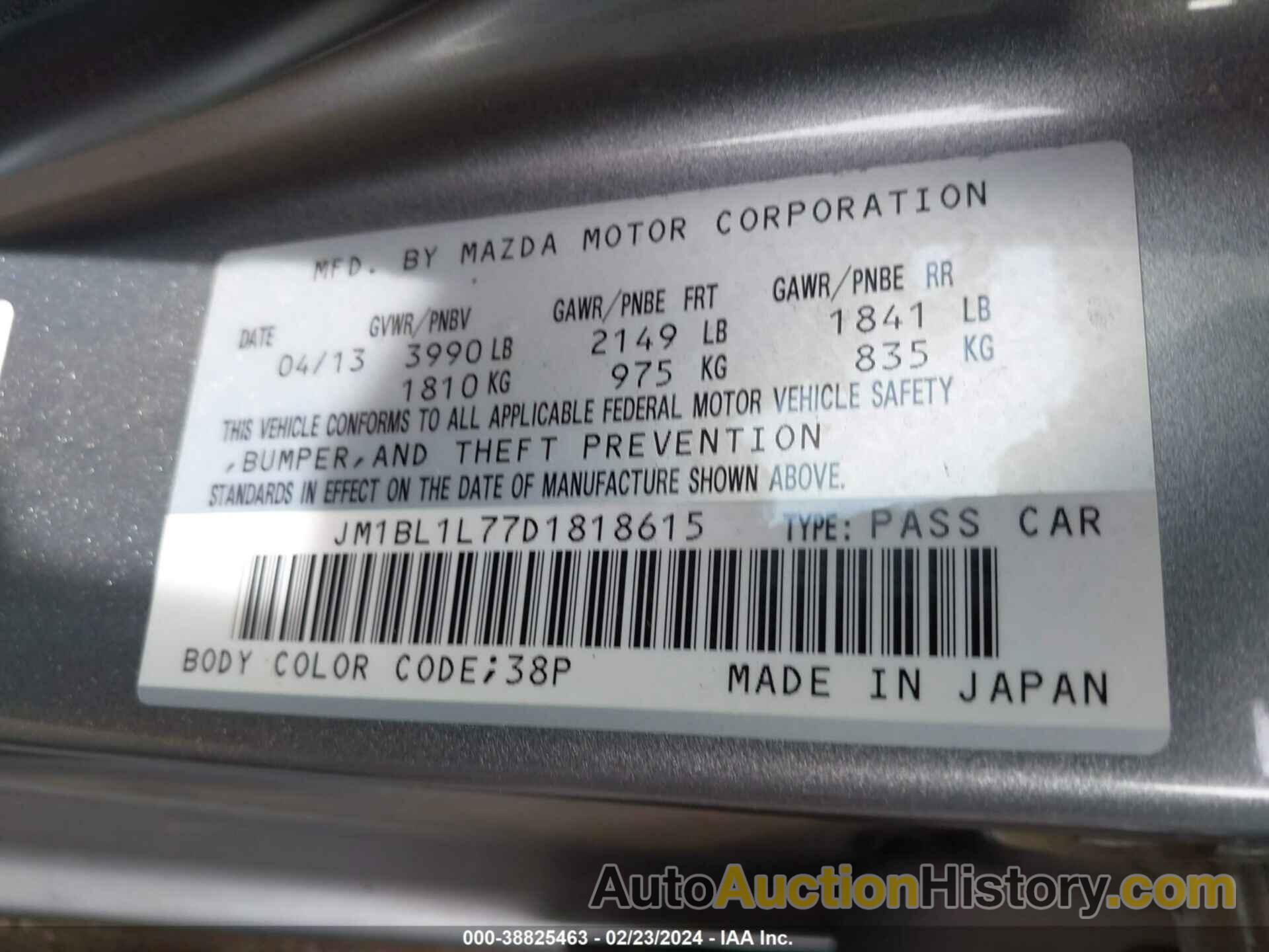 MAZDA 3 I, JM1BL1L77D1818615