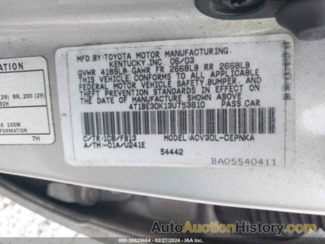 TOYOTA CAMRY LE, 4T1BE30K13U753610
