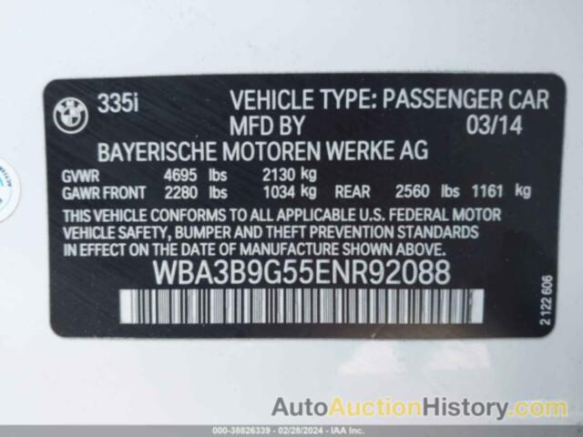 BMW 335I XDRIVE, WBA3B9G55ENR92088