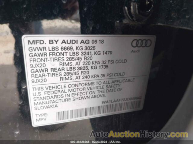 AUDI Q7 3.0T PREMIUM, WA1LAAF72JD048642