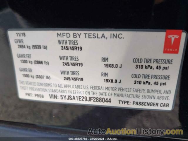 TESLA MODEL S 100D/75D/P100D, 5YJSA1E29JF288044