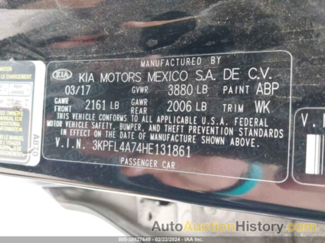 KIA FORTE LX, 3KPFL4A74HE131861