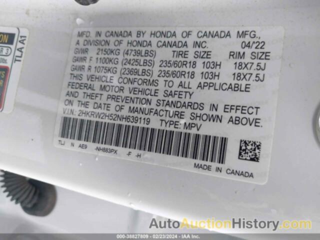 HONDA CR-V AWD EX, 2HKRW2H52NH639119