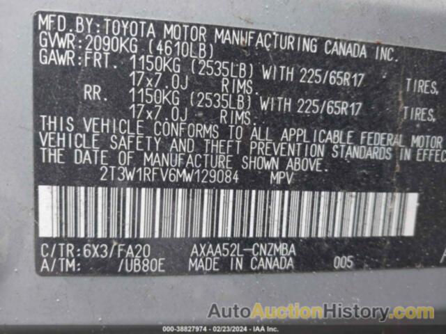 TOYOTA RAV4 XLE, 2T3W1RFV6MW129084