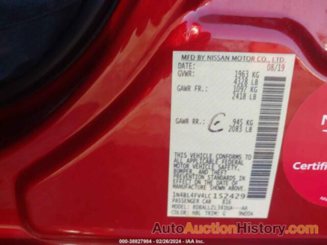 NISSAN ALTIMA PLATINUM FWD, 1N4BL4FV4LC152429