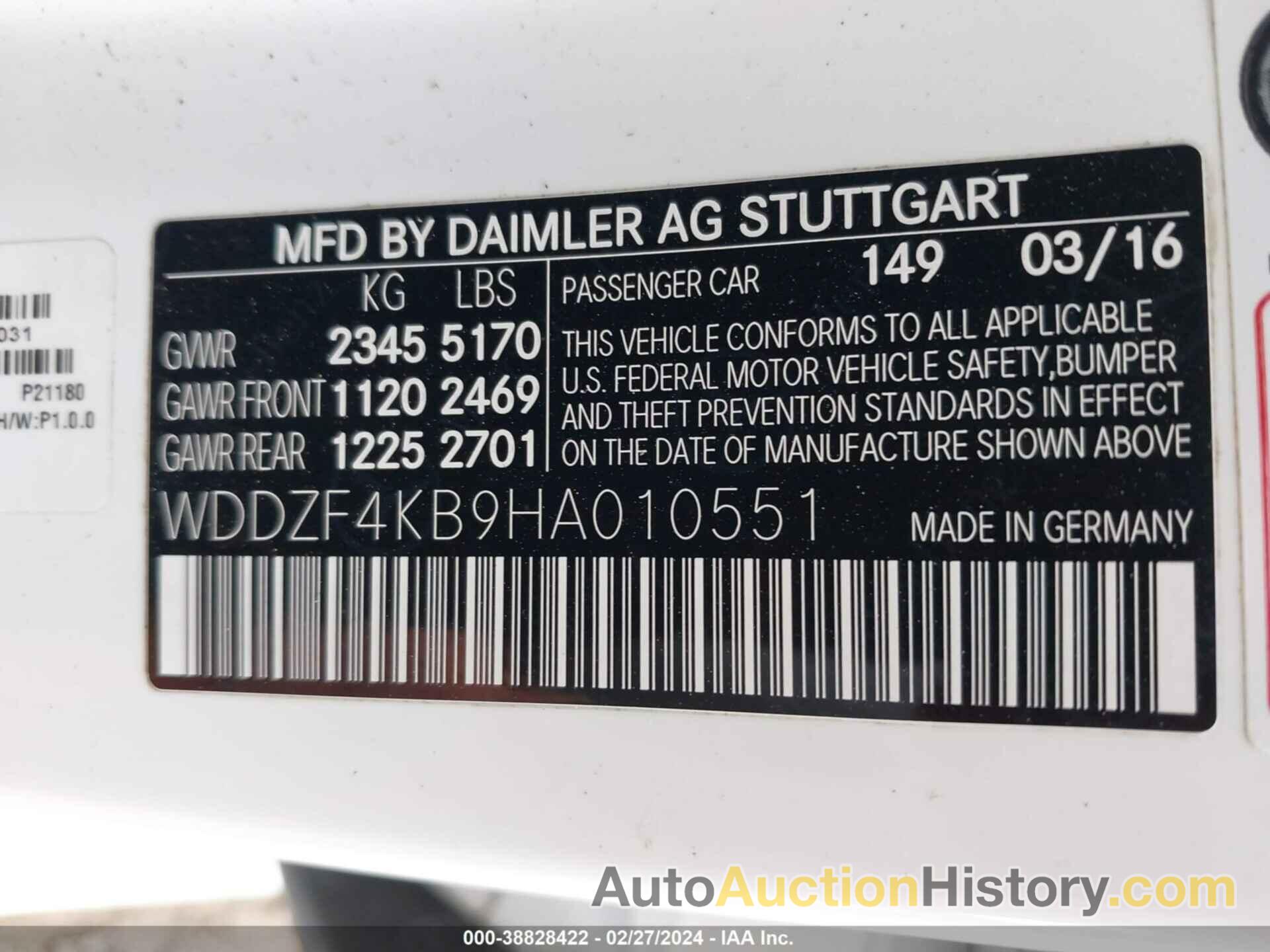 MERCEDES-BENZ E 300 4MATIC, WDDZF4KB9HA010551