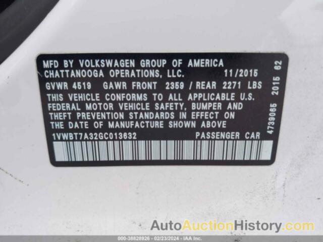 VOLKSWAGEN PASSAT SE, 1VWBT7A32GC013632