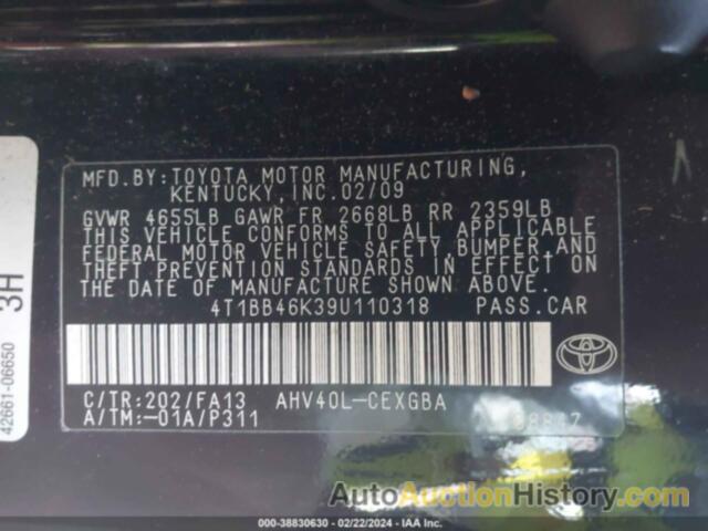 TOYOTA CAMRY HYBRID, 4T1BB46K39U110318