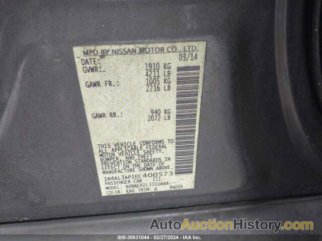 NISSAN ALTIMA 2.5, 1N4AL3AP1EC400573