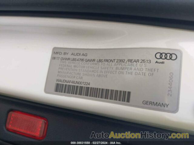 AUDI A4 2.0T PREMIUM, WAUDNAF48JN001224