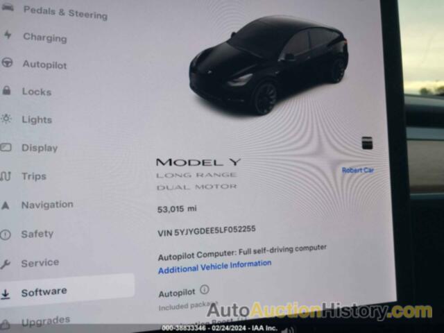 TESLA MODEL Y LONG RANGE DUAL MOTOR ALL-WHEEL DRIVE, 5YJYGDEE5LF052255