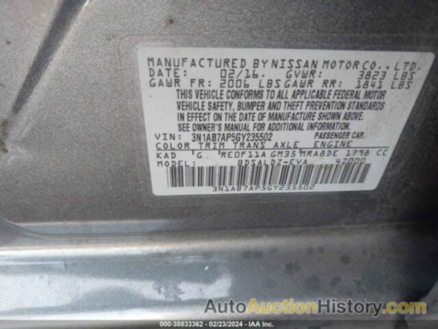 NISSAN SENTRA SV, 3N1AB7AP5GY235502