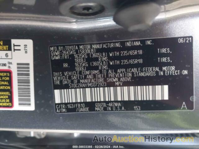 TOYOTA HIGHLANDER L, 5TDCZRAH1MS072923