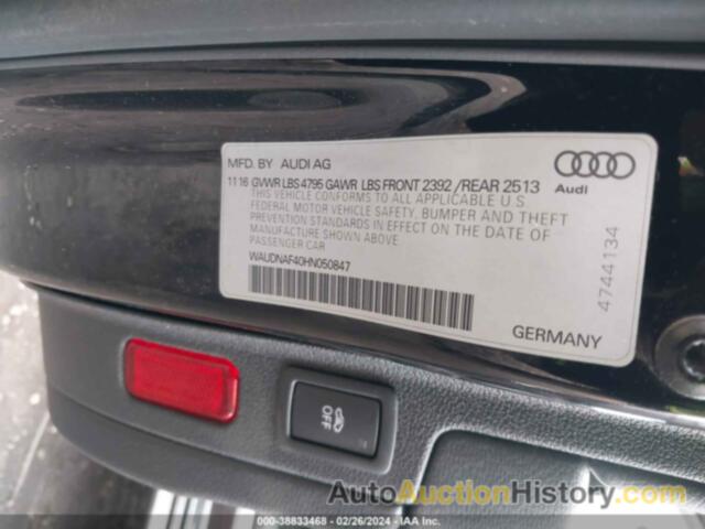 AUDI A4 2.0T SEASON OF AUDI PREMIUM, WAUDNAF40HN050847