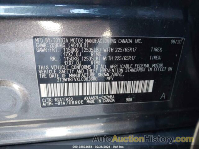 TOYOTA RAV4 XLE/XLE PREMIUM, 2T3W1RFVXLC083680