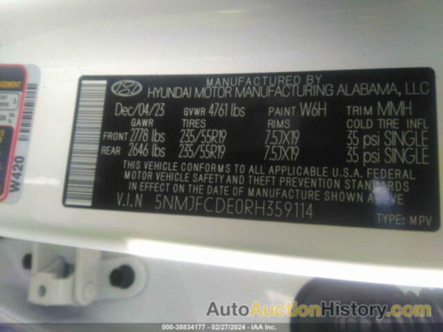 HYUNDAI TUCSON SEL, 5NMJFCDE0RH359114