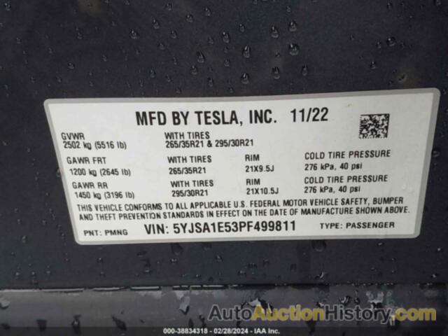 TESLA MODEL S DUAL MOTOR ALL-WHEEL DRIVE/STANDARD RANGE, 5YJSA1E53PF499811