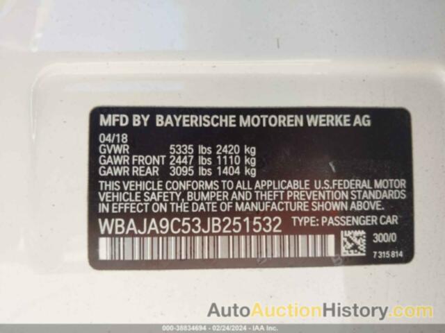 BMW 530E IPERFORMANCE, WBAJA9C53JB251532