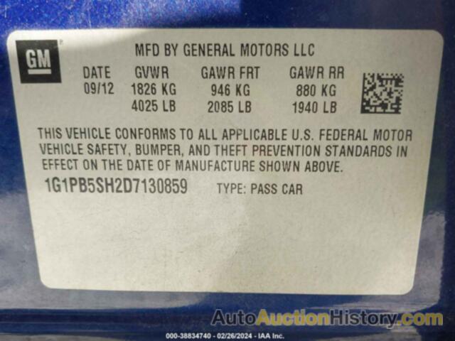 CHEVROLET CRUZE LS MANUAL, 1G1PB5SH2D7130859