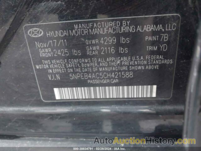 HYUNDAI SONATA GLS, 5NPEB4AC5CH421588