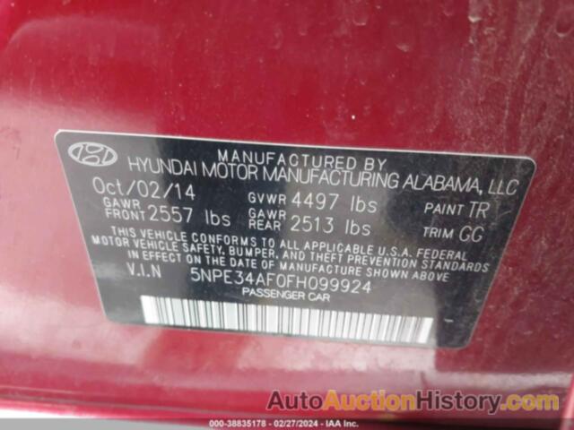 HYUNDAI SONATA SPORT/LIMITED, 5NPE34AF0FH099924