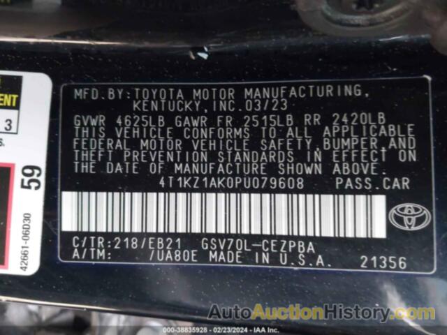 TOYOTA CAMRY TRD/XSE, 4T1KZ1AK0PU079608