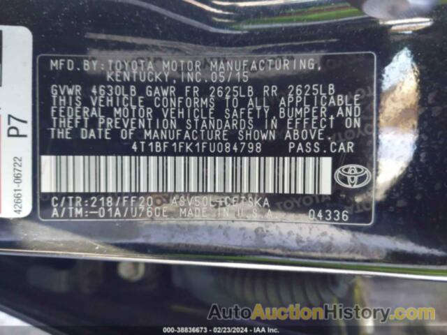 TOYOTA CAMRY SE, 4T1BF1FK1FU084798