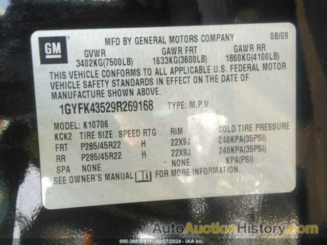 CADILLAC ESCALADE HYBRID, 1GYFK43529R269168