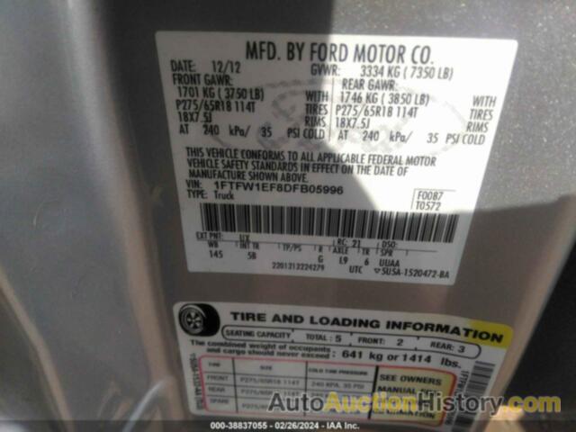 FORD F-150 FX4, 1FTFW1EF8DFB05996