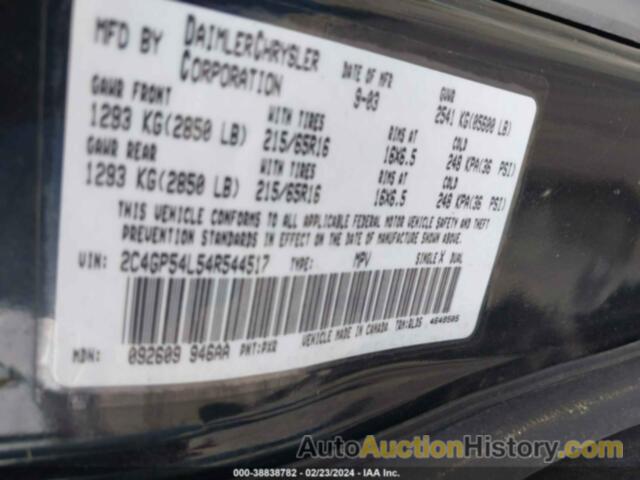 CHRYSLER TOWN & COUNTRY TOURING, 2C4GP54L54R544517