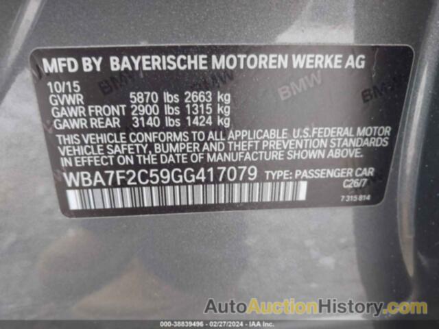 BMW 750I XDRIVE, WBA7F2C59GG417079