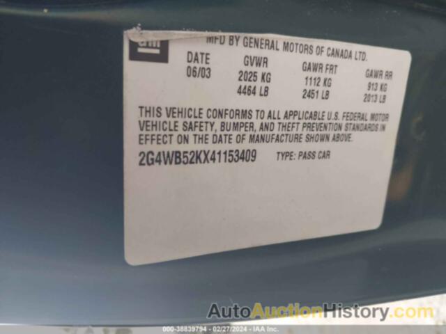 BUICK REGAL LS, 2G4WB52KX41153409