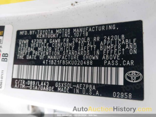 TOYOTA AVALON LIMITED, 4T1BZ1FB5KU020488