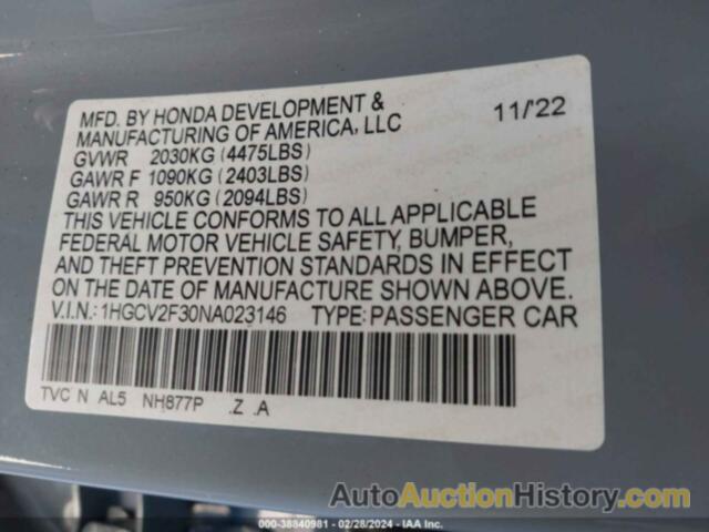 HONDA ACCORD SPORT, 1HGCV2F30NA023146